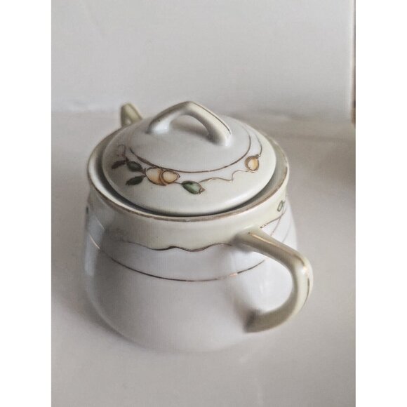 Nippon Hand-Painted Floral with Gold Trim Sugar Bowl & Creamer Set - Picture 12 of 13